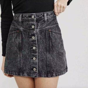 Abercrombie & Fitch Button-Up Natural Rise Denim Skirt Black Size 4/27 NWT